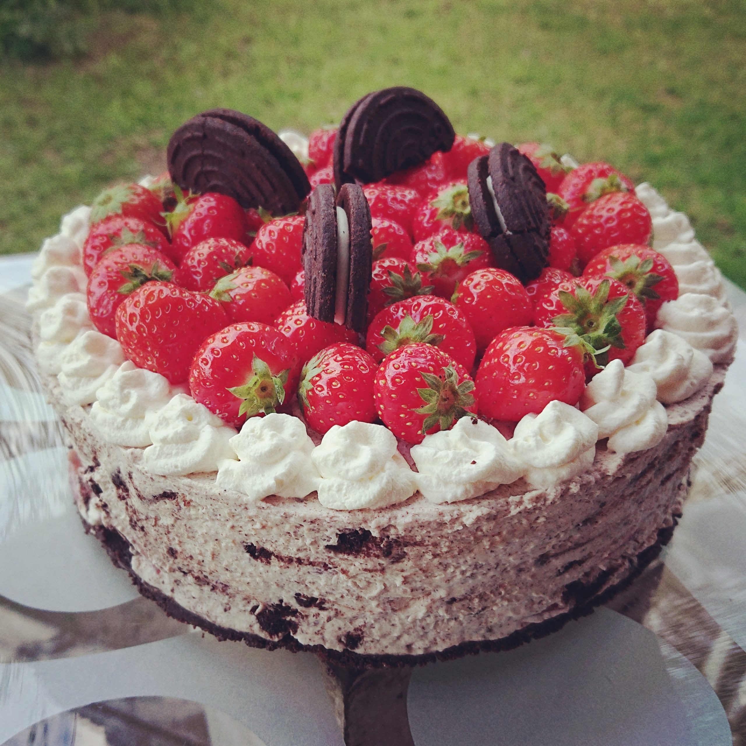 Glutenfri oreo cheesecake med jordgubbar